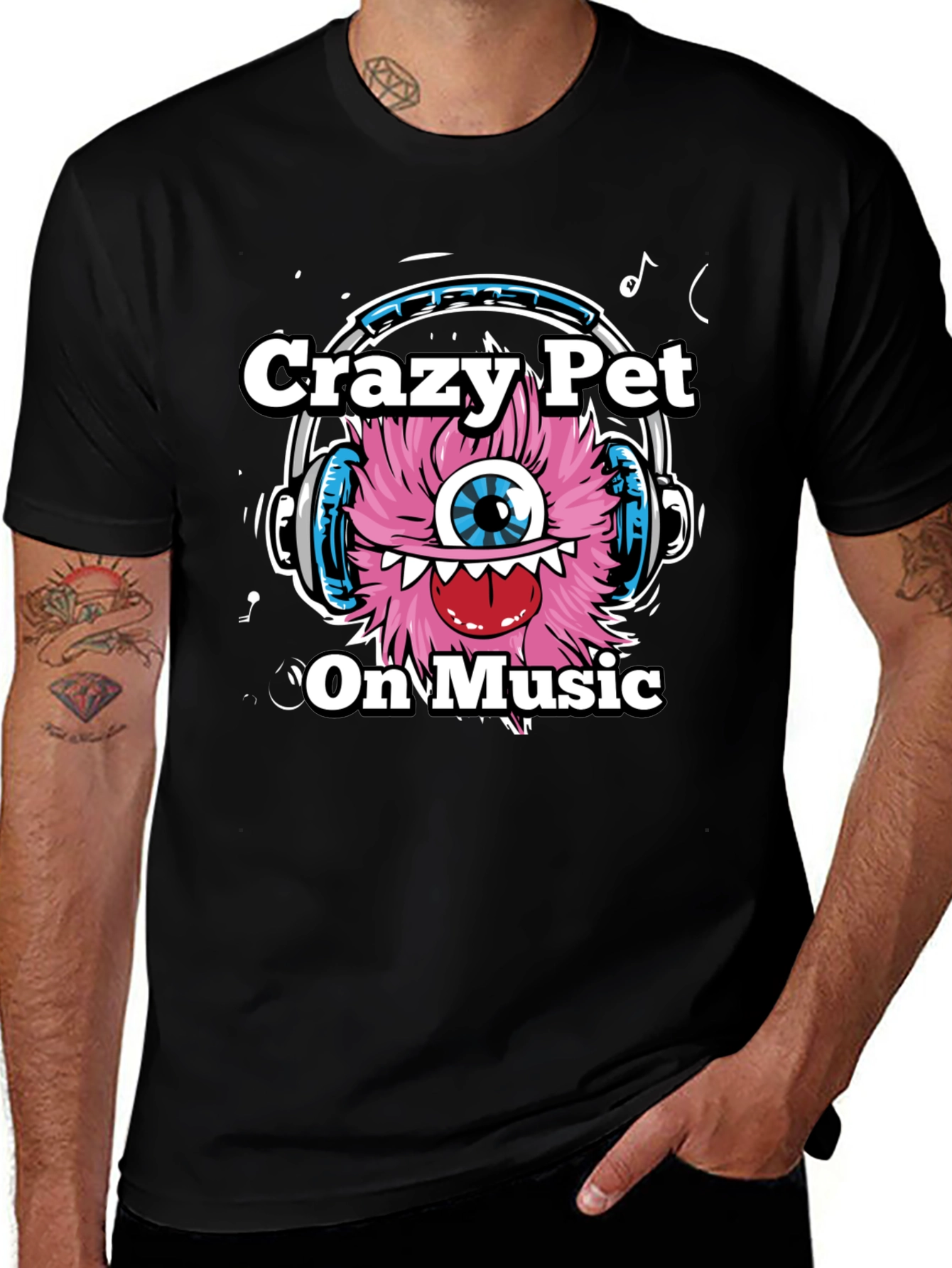 Crazy Pet On Music Graphic T-Shirt
