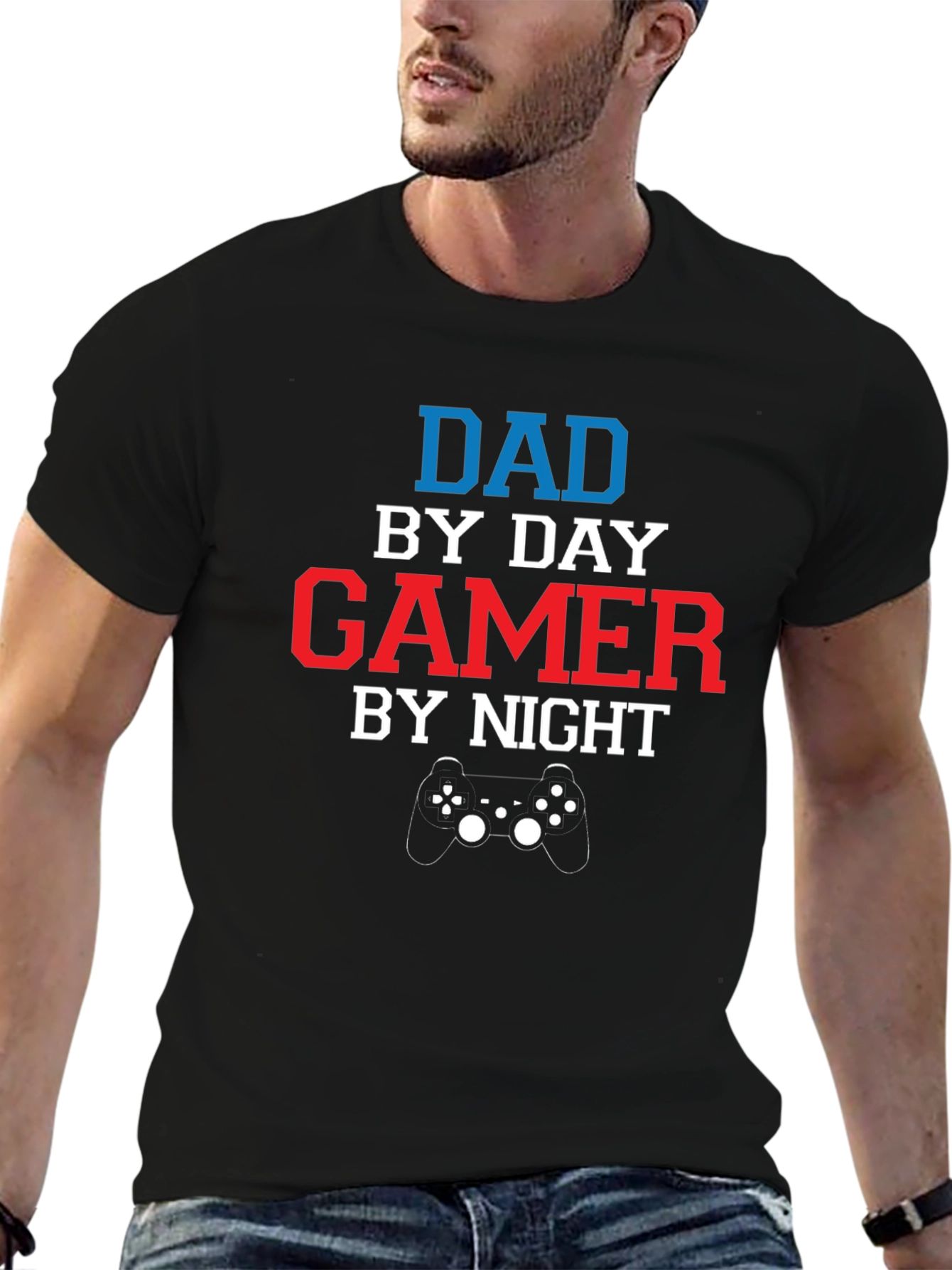 Dad by Day Gamer by Night Black T-Shirt