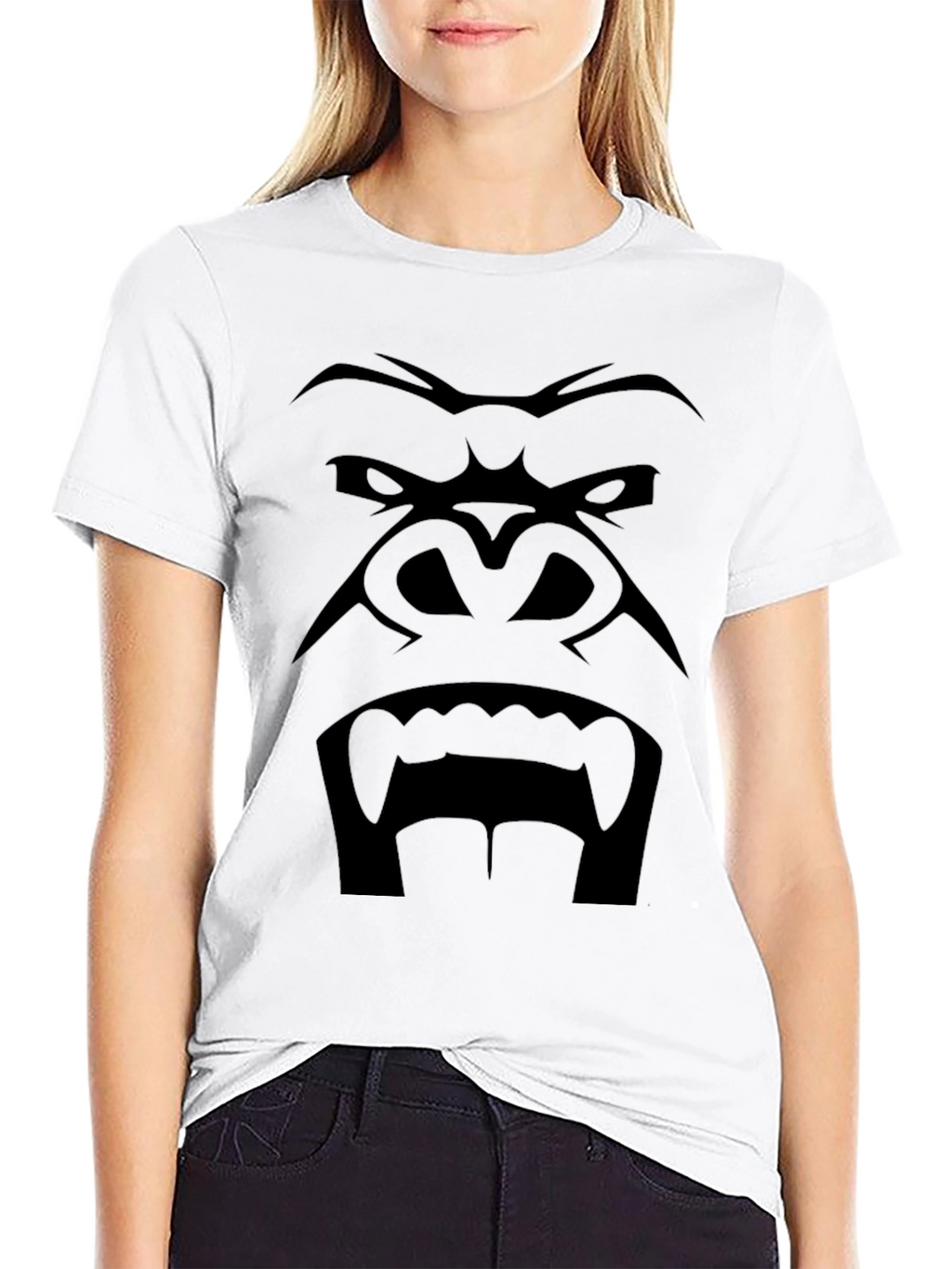 Mens Black Gorilla Face Graphic T-Shirt