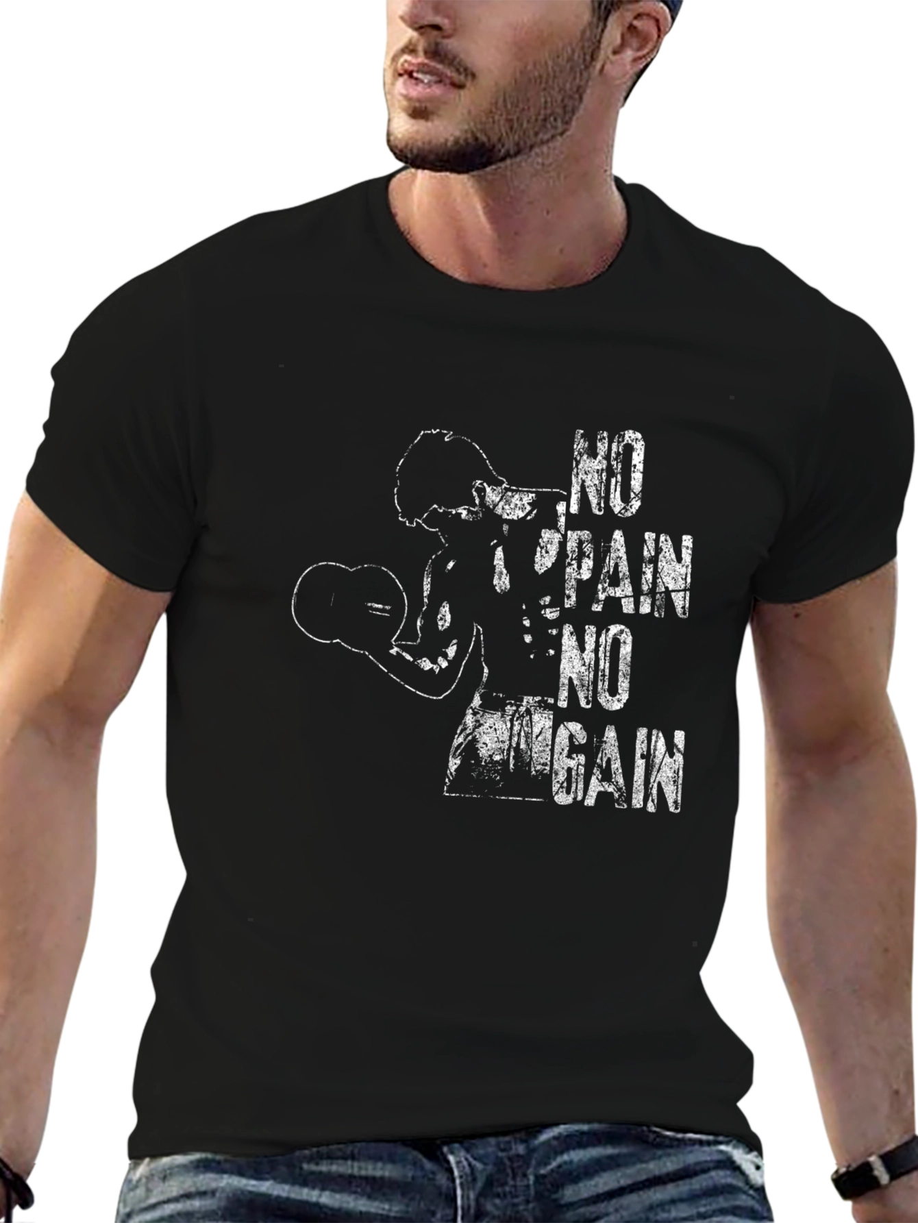 No Pain No Gain Graphic Tee - Black