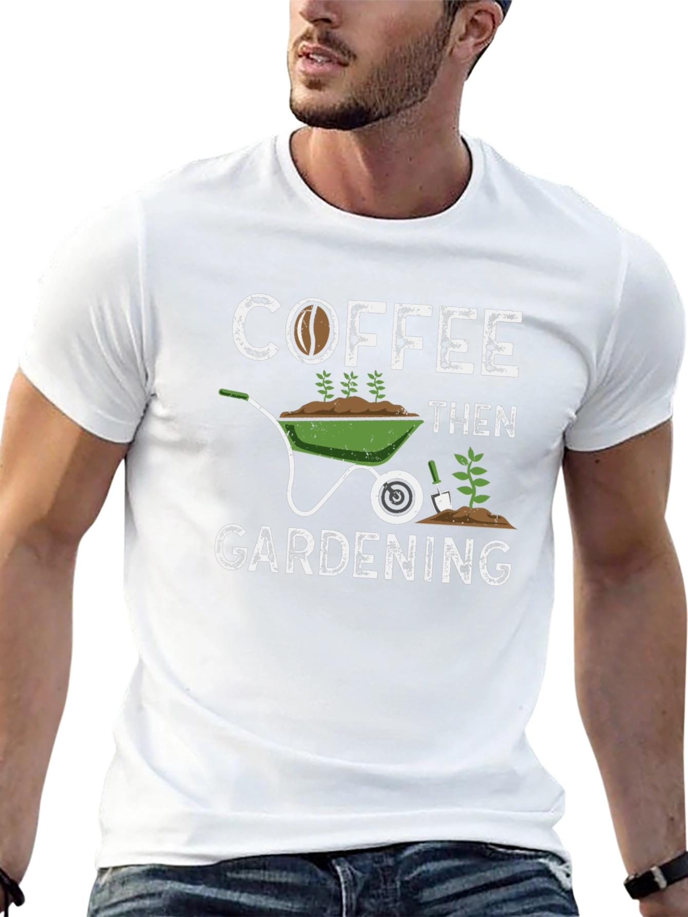 Coffee Then Gardening Black Graphic Tee