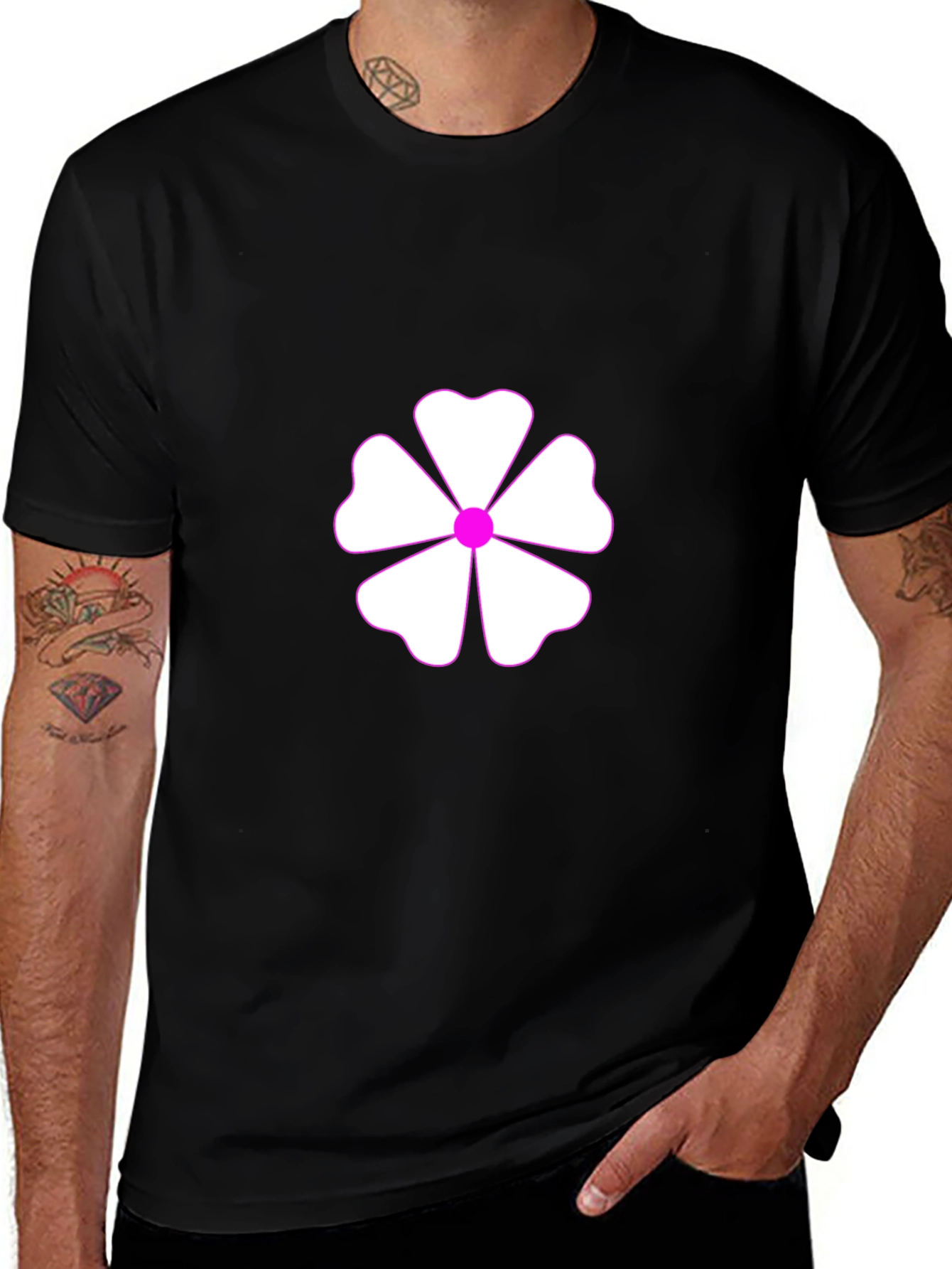 Floral Graphic Print Black T-Shirt