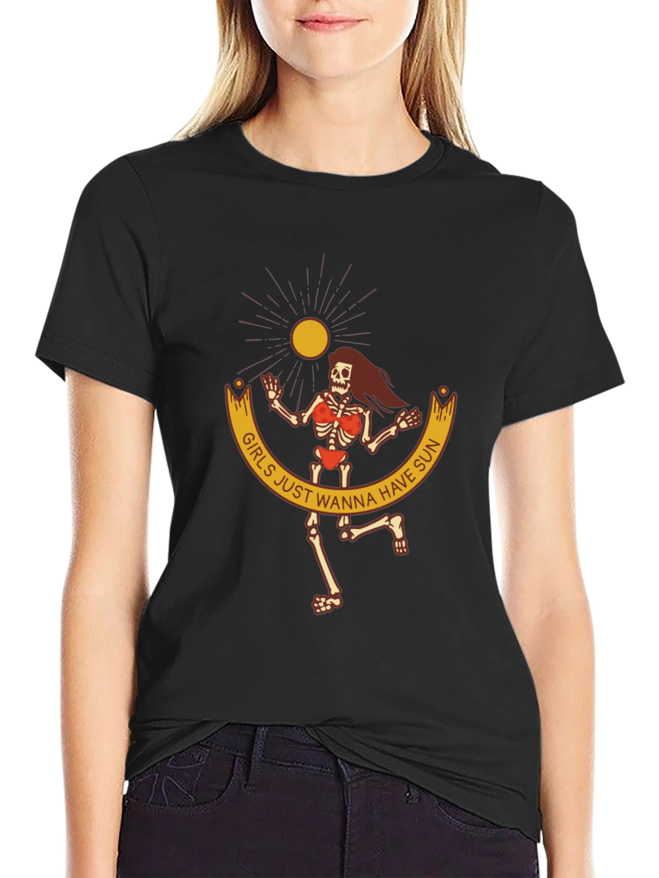 Girls Just Wanna Have Sun Black Graphic Tee