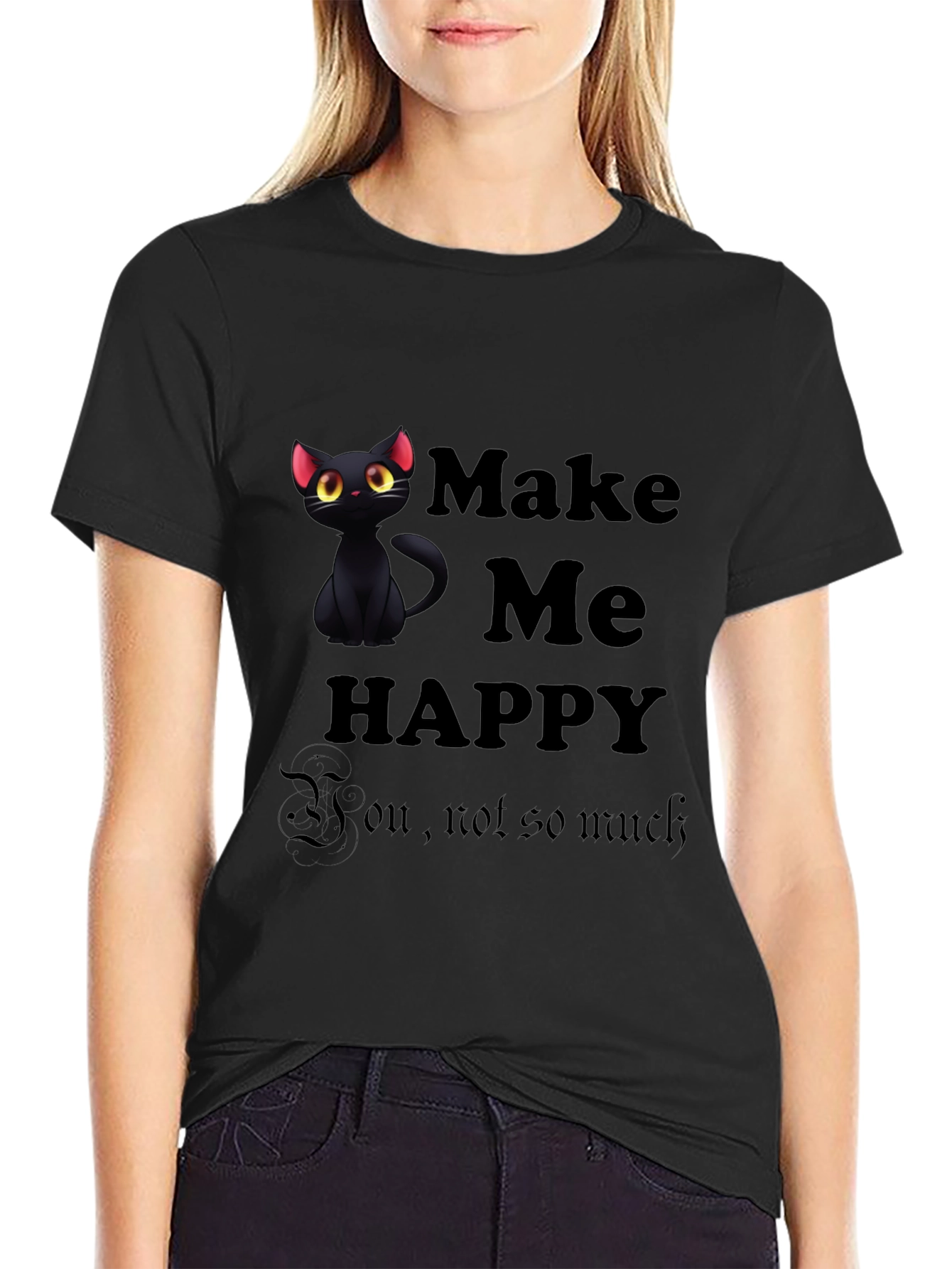 Make Me Happy Black Cat T-Shirt
