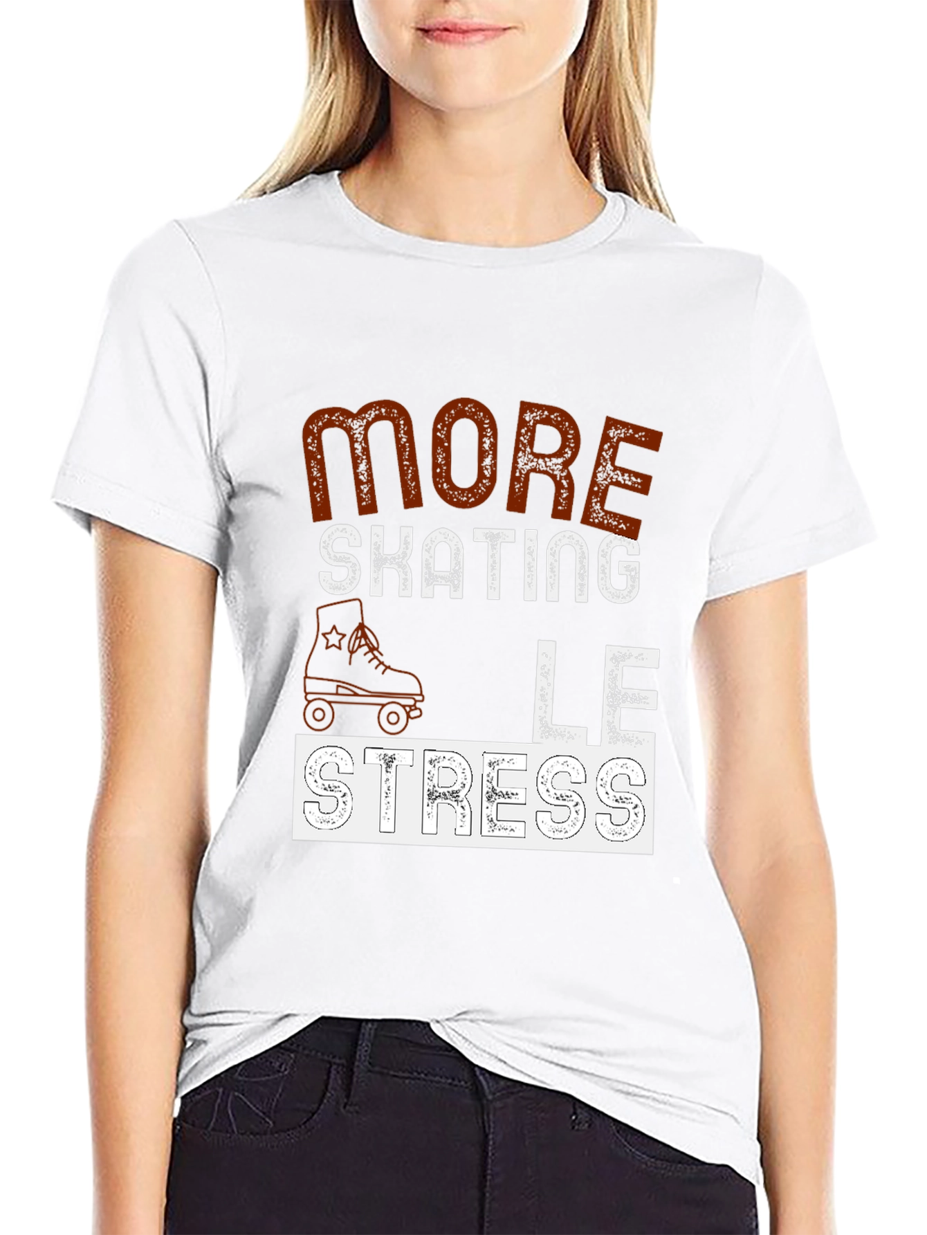 More Skating Less Stress Graphic T-Shirt