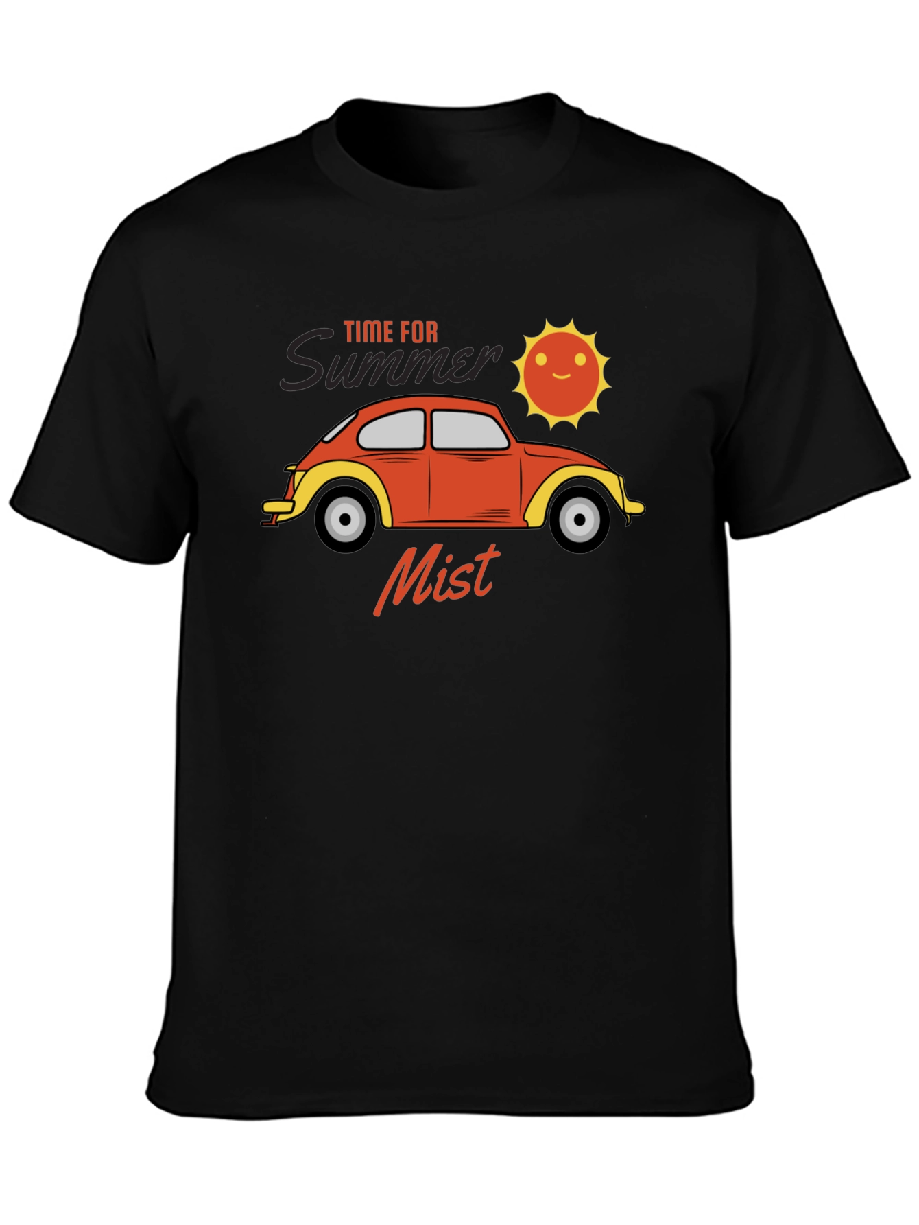 Summer Mist T-Shirt: Retro Car & Sun Design