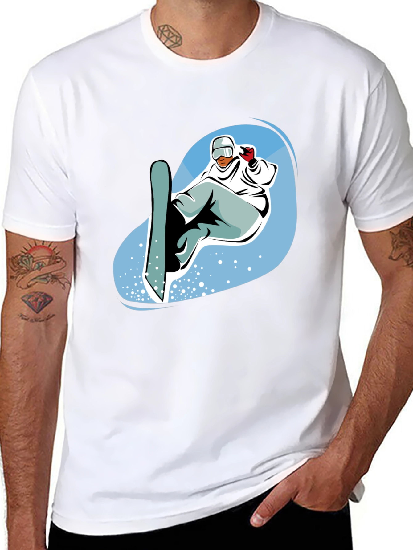Mens Black Snowboard Graphic Tee