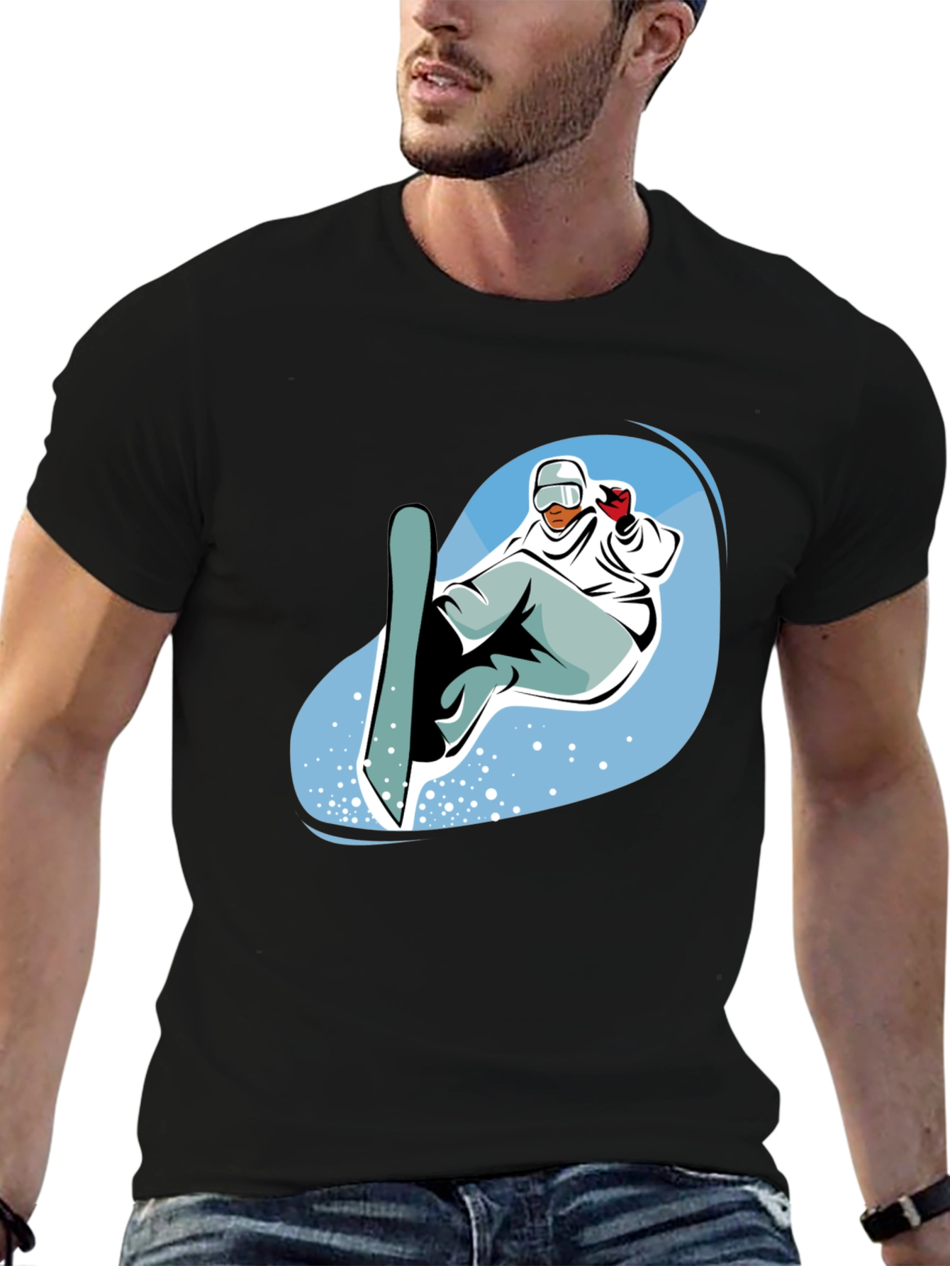 Mens Black Snowboard Graphic Tee