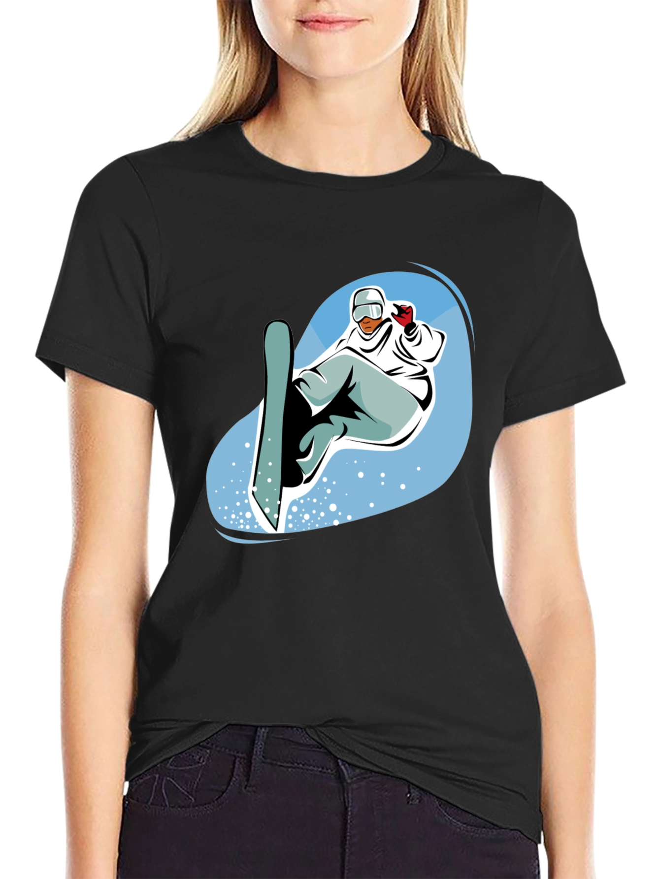 Mens Black Snowboard Graphic Tee