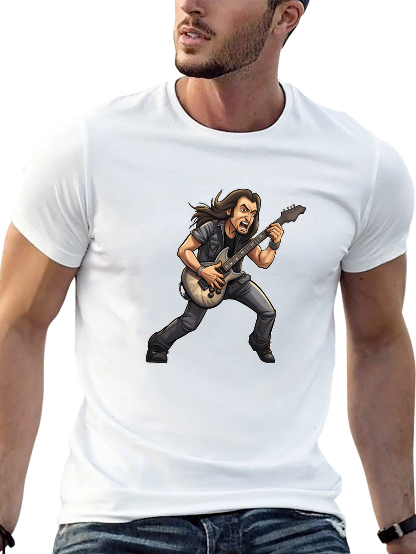 Rockstar Cartoon Graphic Black Tee
