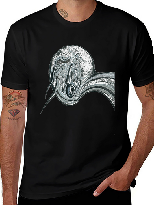 Abstract Swirl Graphic Black Tee