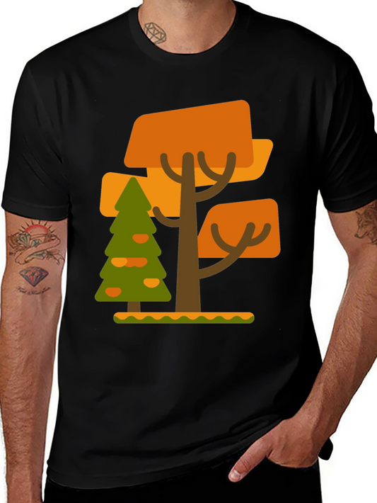 Abstract Tree Graphic Tee - Black Cotton Blend