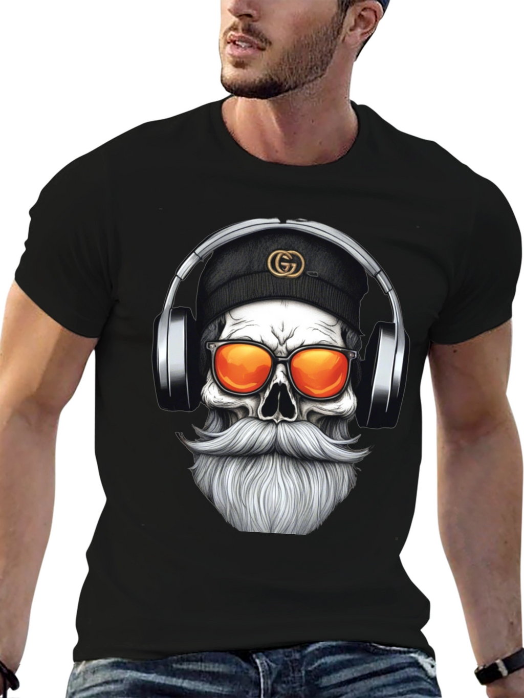 Skull DJ Graphic Tee - Black Fashion T-Shirt