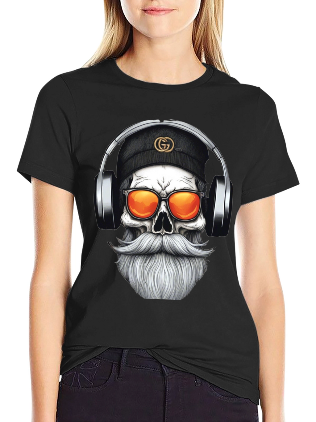 Skull DJ Graphic Tee - Black Fashion T-Shirt