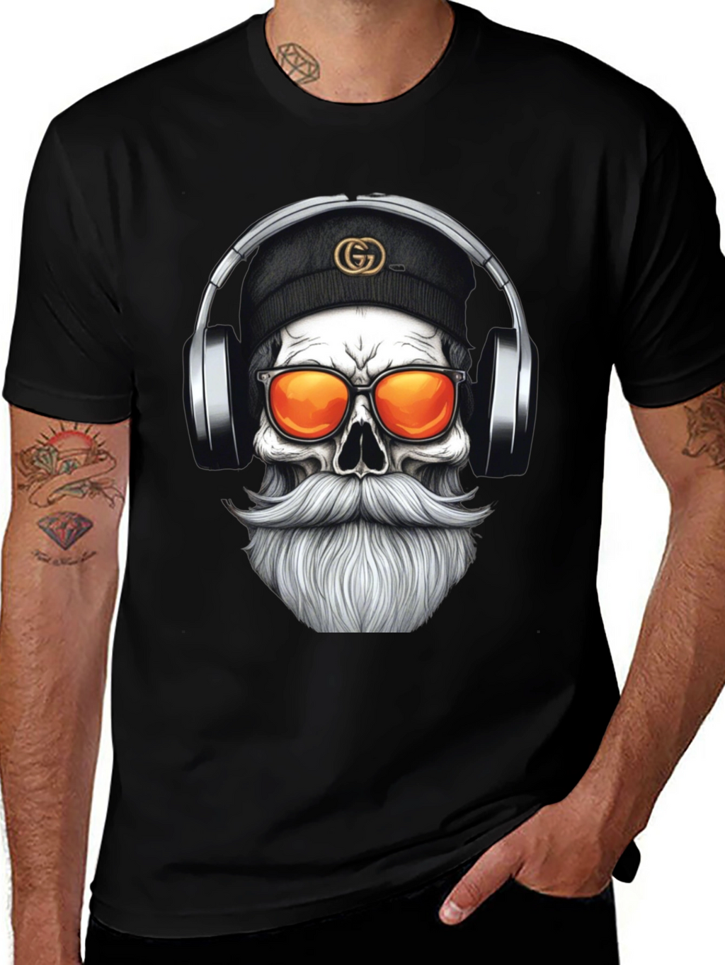 Skull DJ Graphic Tee - Black Fashion T-Shirt
