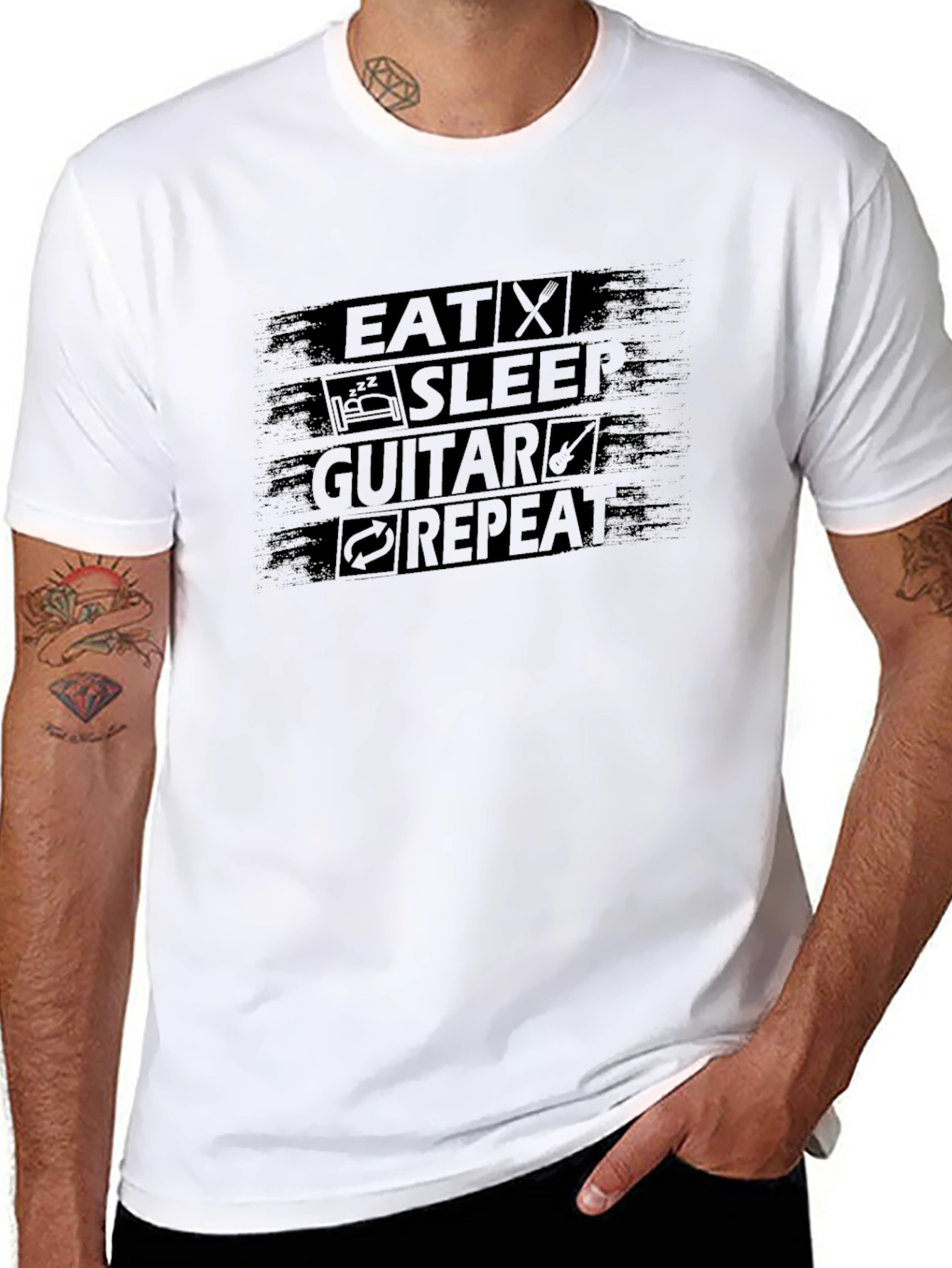 Eat Sleep Guitar Repeat Graphic Tee