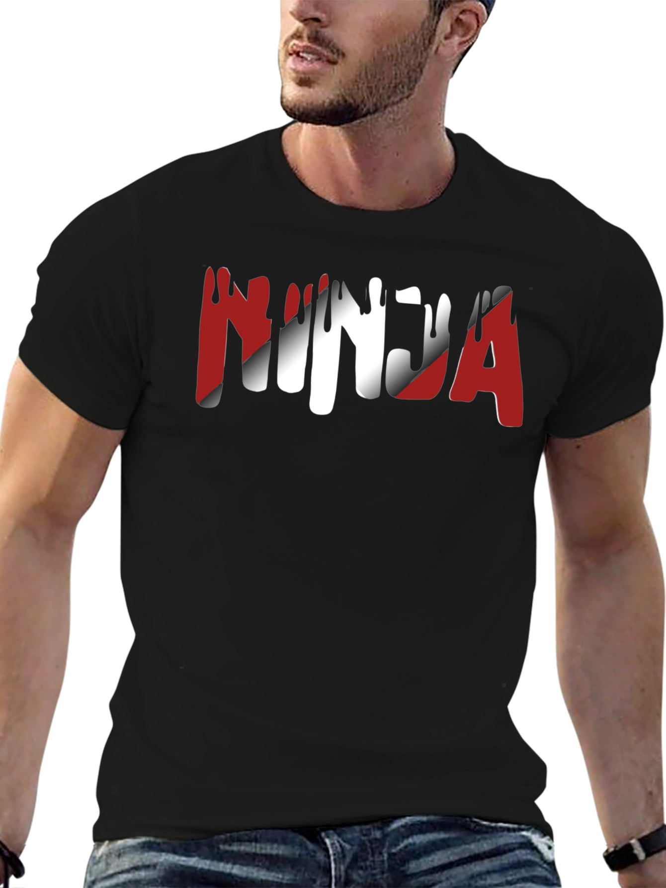 Ninja Graphic Print Crew Neck T-Shirt
