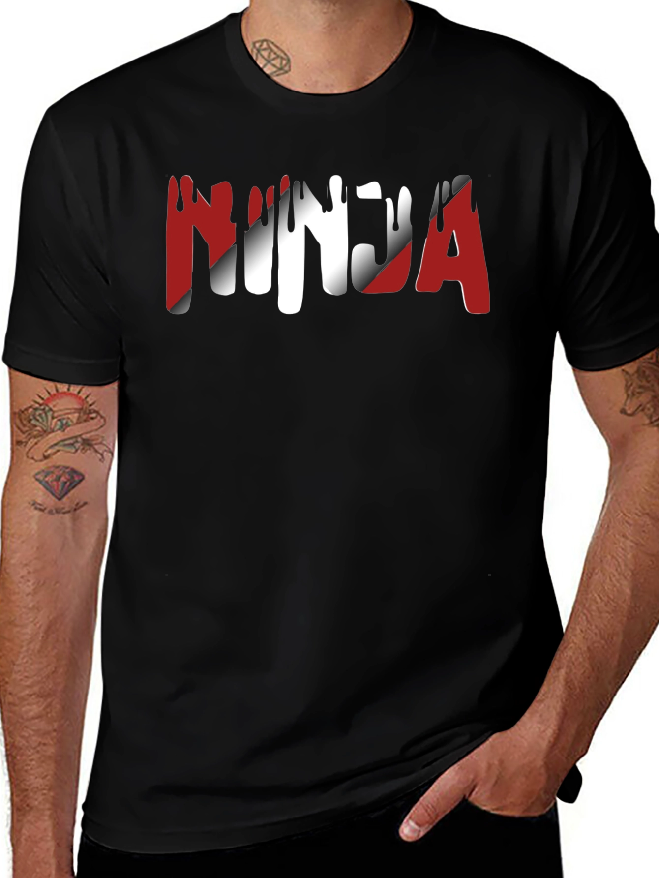 Ninja Graphic Print Crew Neck T-Shirt