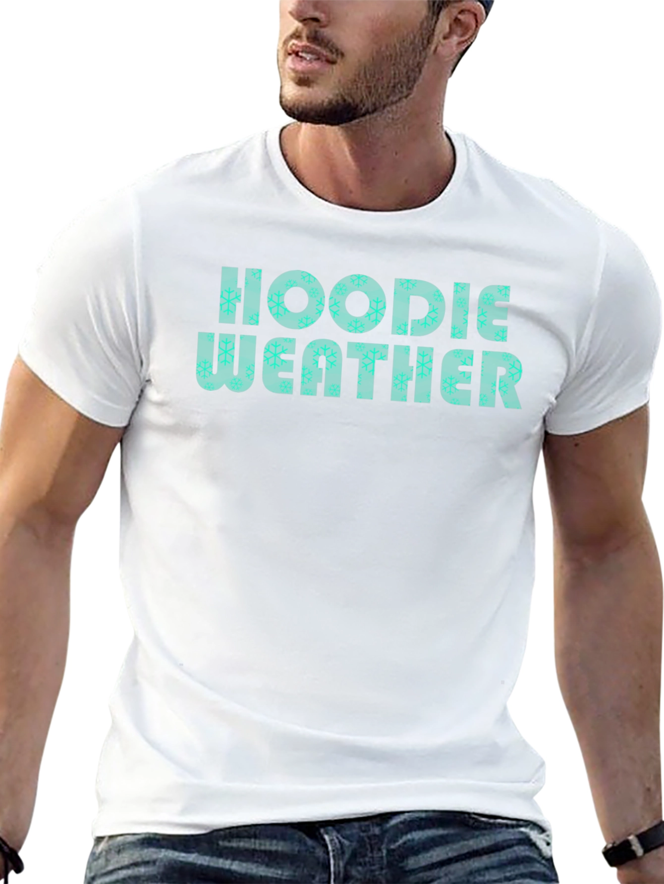 Hoodie Weather Graphic Tee - Winter Snowflake Design