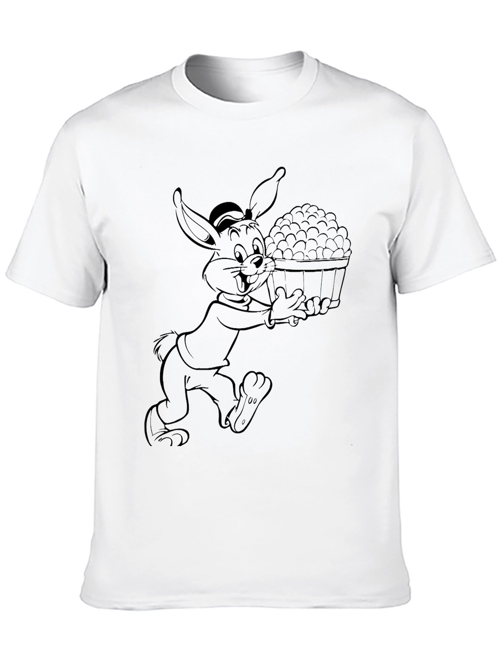 Cartoon Rabbit Graphic Tee - Black