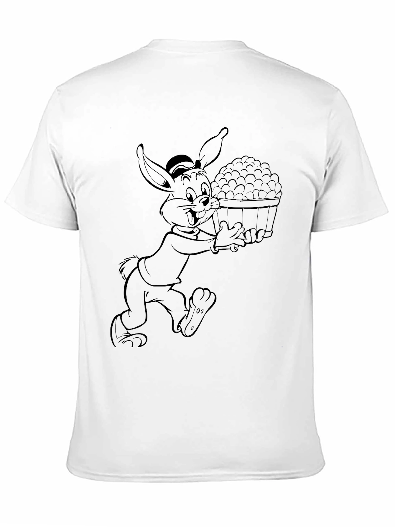 Cartoon Rabbit Graphic Tee - Black