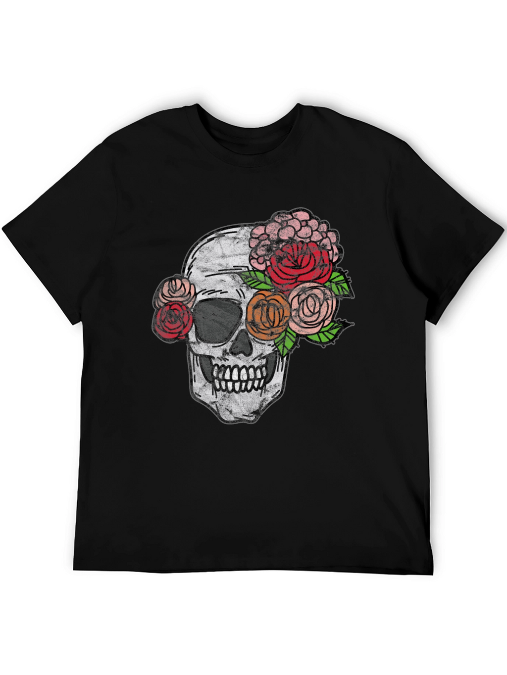 Skull & Roses Graphic Tee - Unisex Black T-Shirt