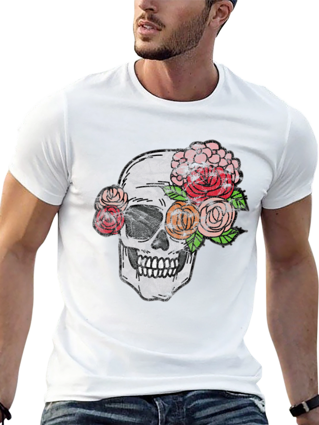 Skull & Roses Graphic Tee - Unisex Black T-Shirt