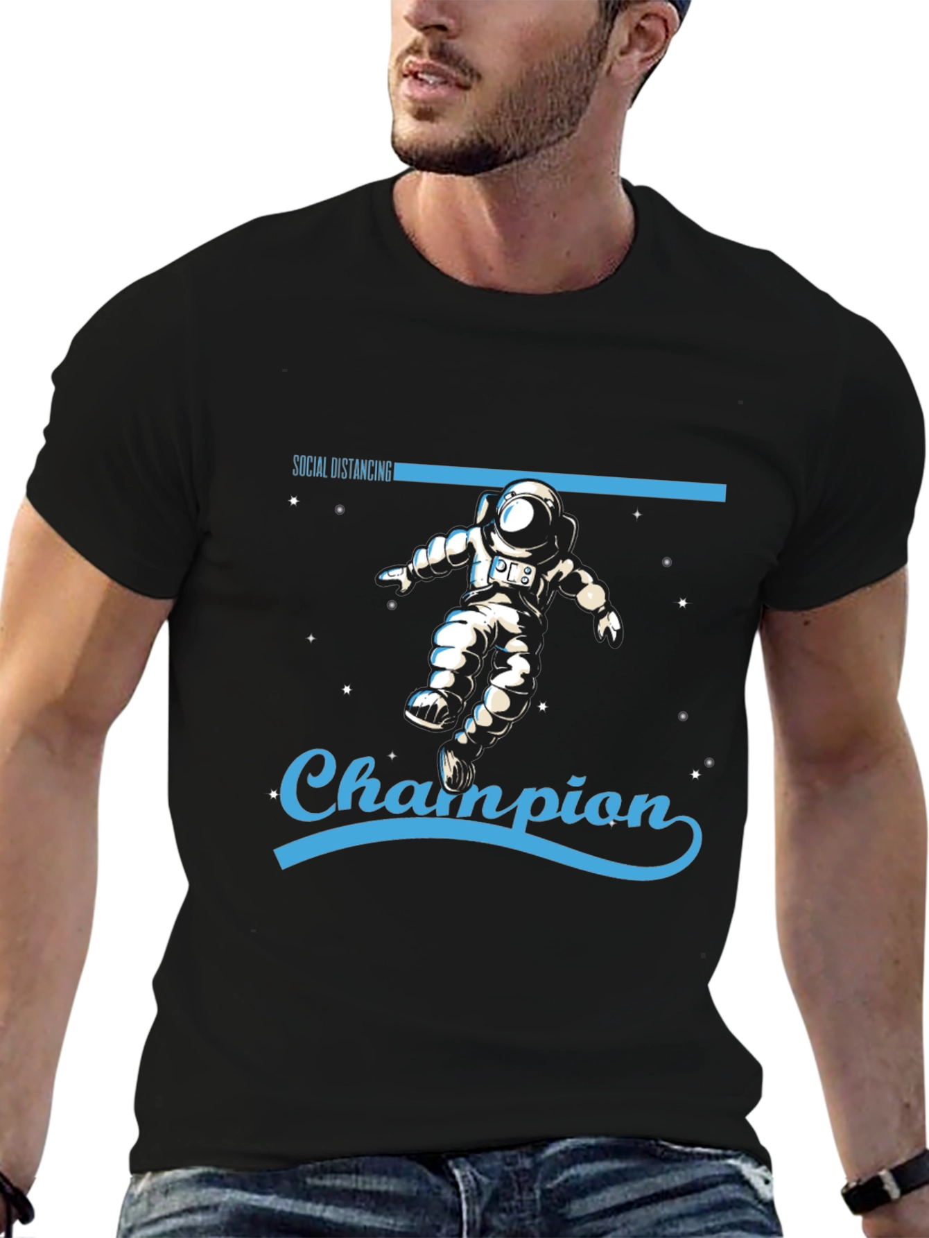 Social Distancing Champion Black T-Shirt