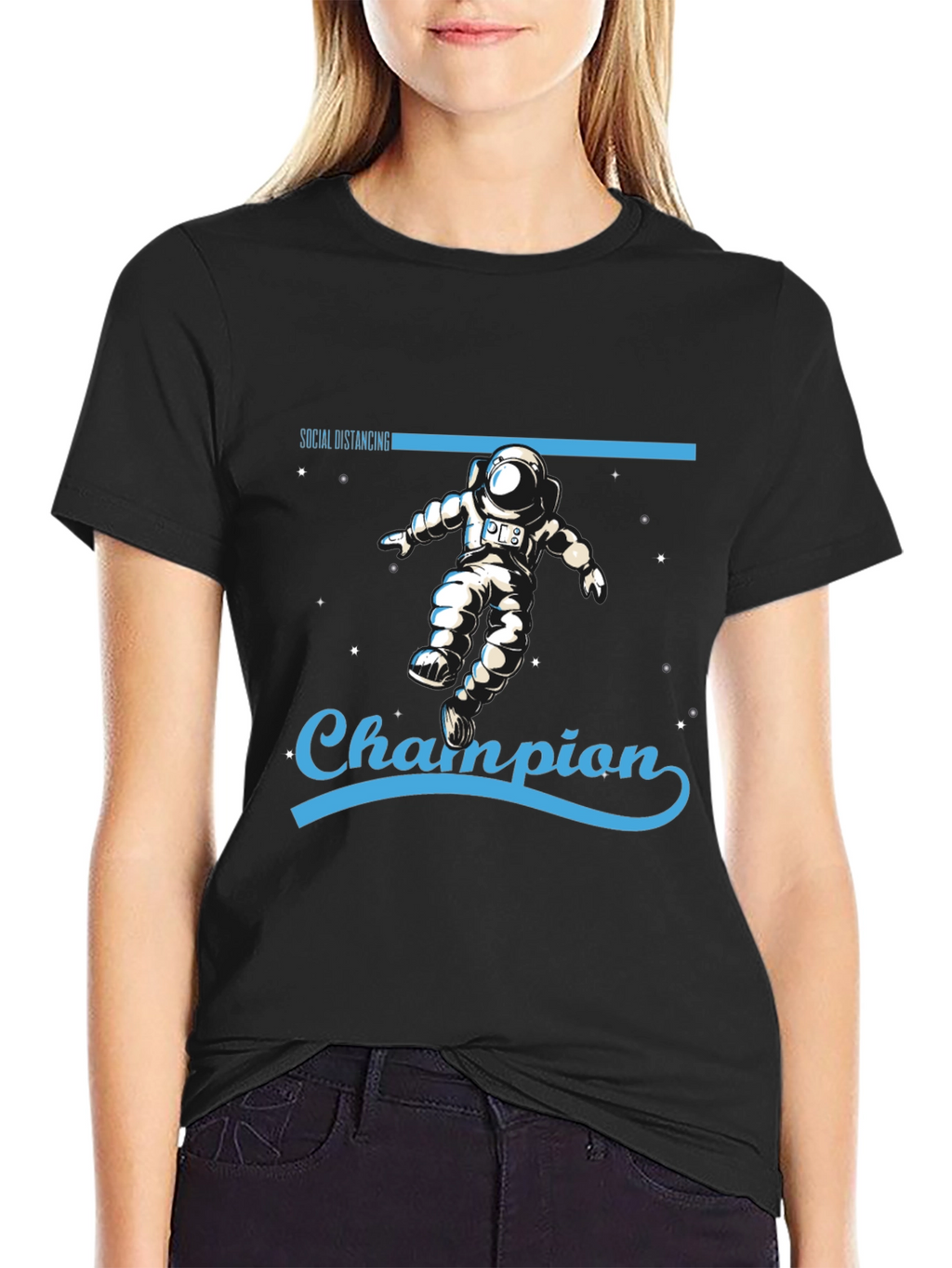 Social Distancing Champion Black T-Shirt
