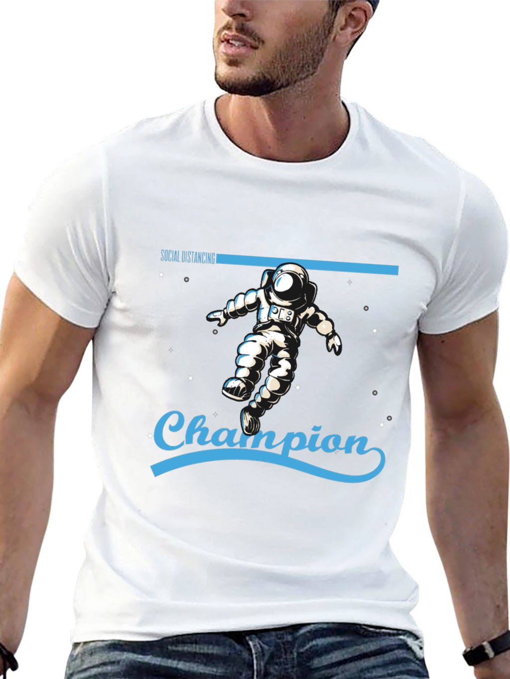Social Distancing Champion Black T-Shirt