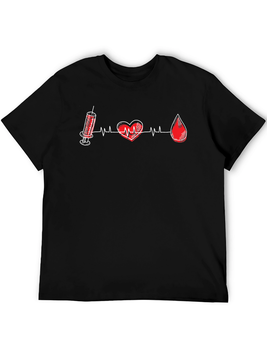 Medical Motif Tee: Heart Syringe & Blood Drop