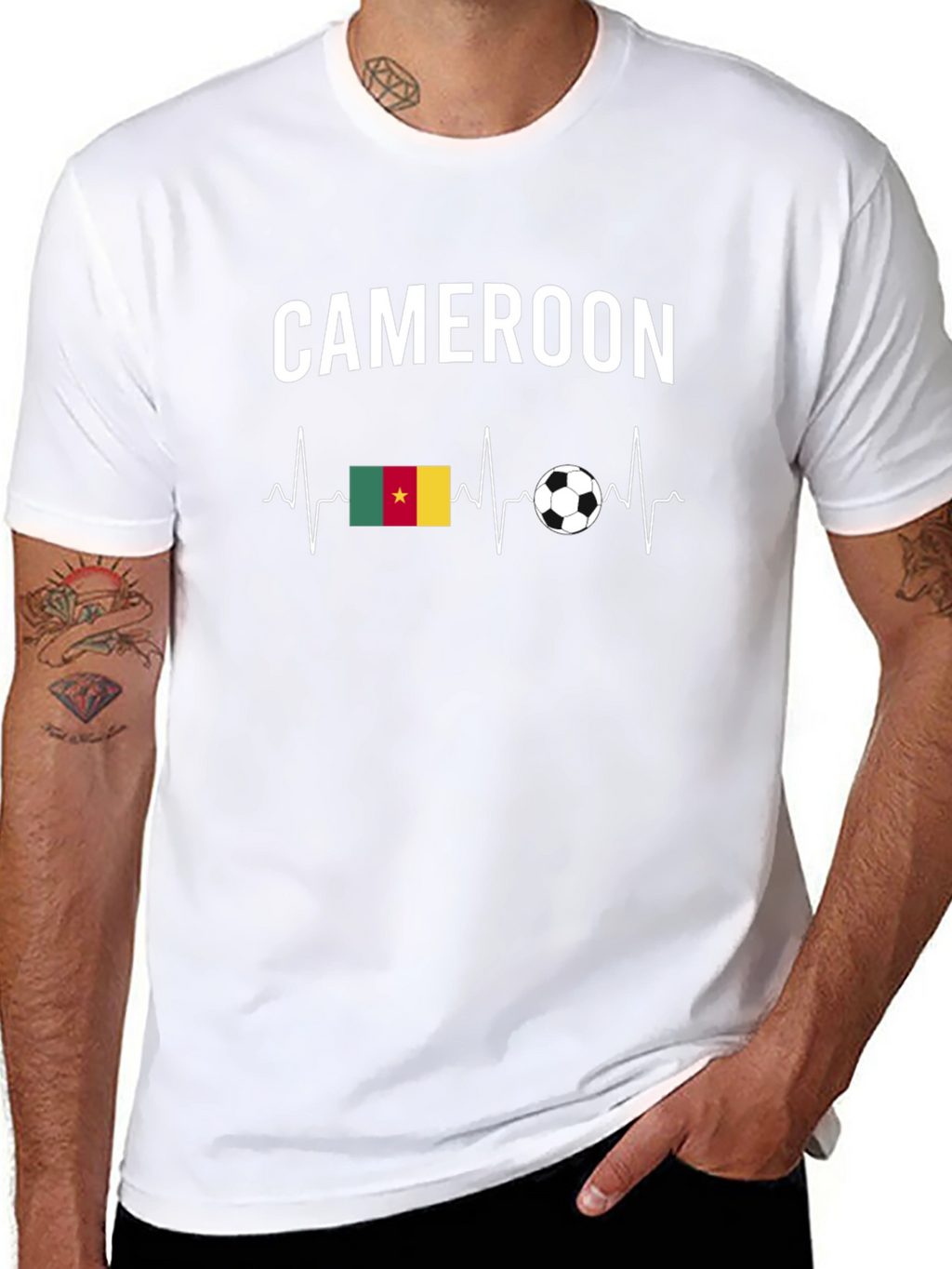 Cameroon Soccer Fan T-Shirt - Heartbeat Design