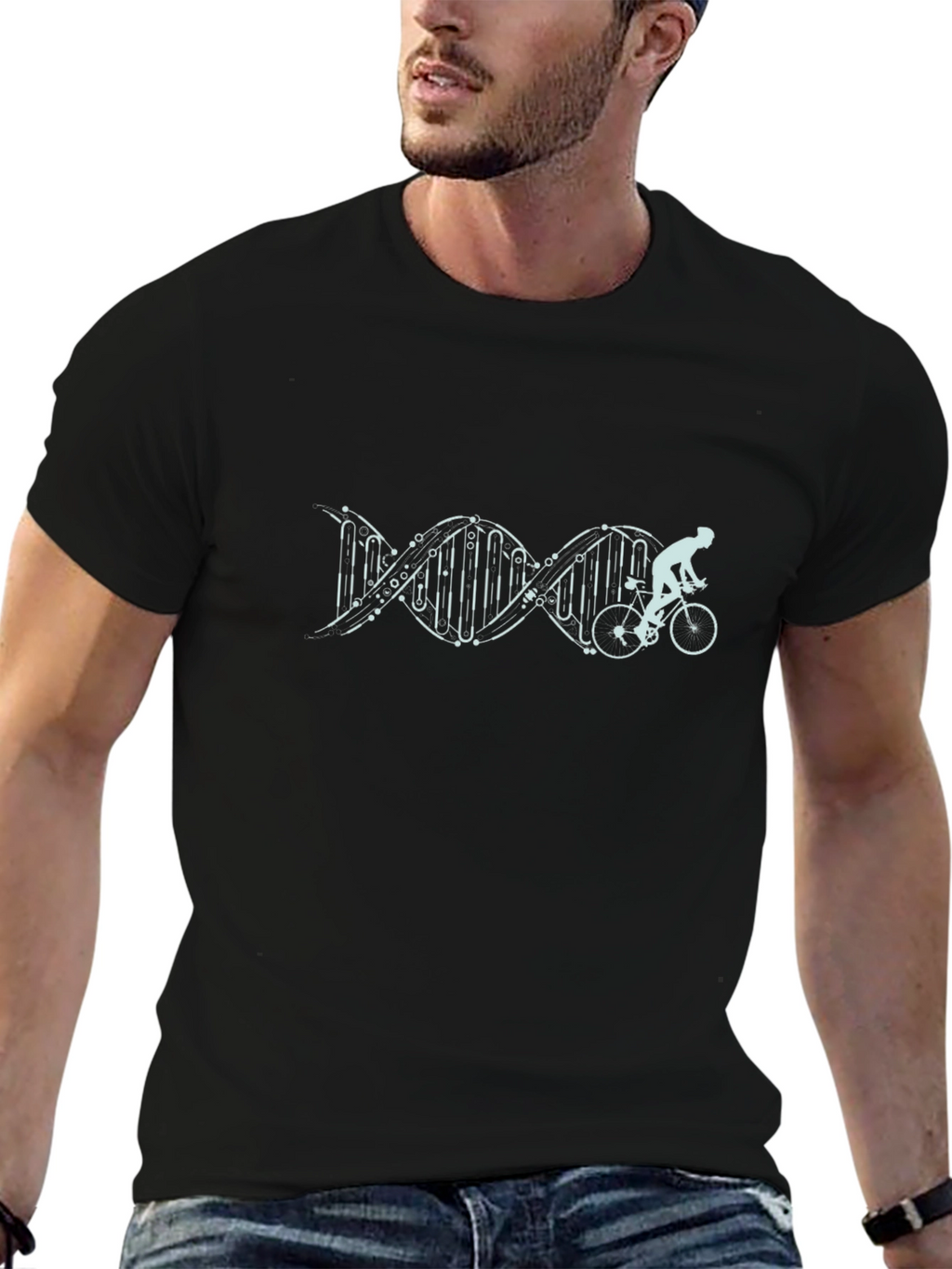 Cycling DNA Graphic Tee - Black Cotton Shirt