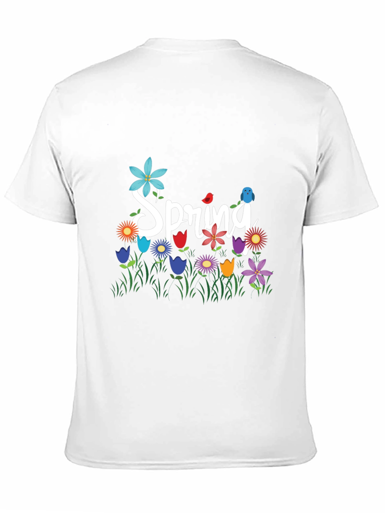 Spring Floral Graphic T-Shirt Black Casual Tee