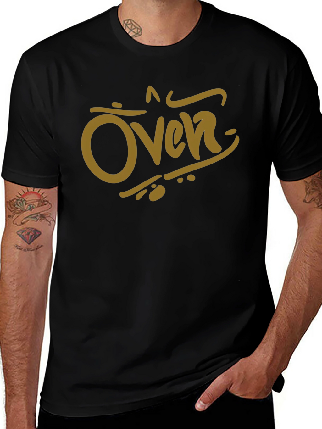 Oven Graphic Tee - Black Cotton Casual Shirt
