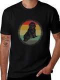 Retro Dog Graphic Tee - Black Crew Neck T-Shirt