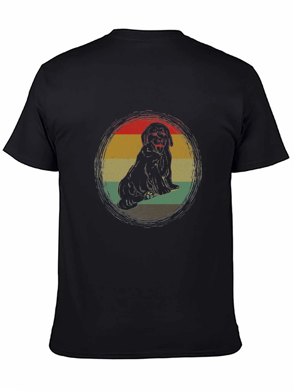 Retro Dog Graphic Tee - Black Crew Neck T-Shirt