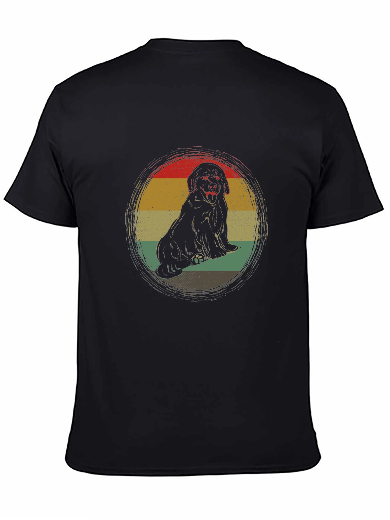 Retro Dog Graphic Tee - Black Crew Neck T-Shirt