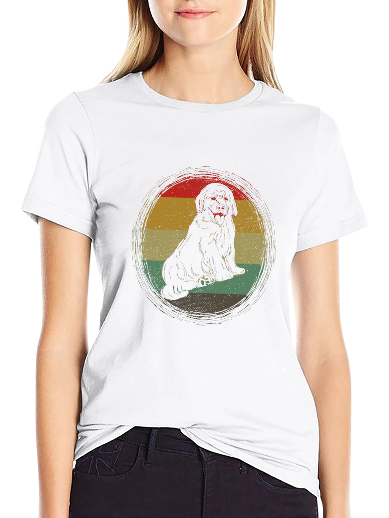 Retro Dog Graphic Tee - Black Crew Neck T-Shirt