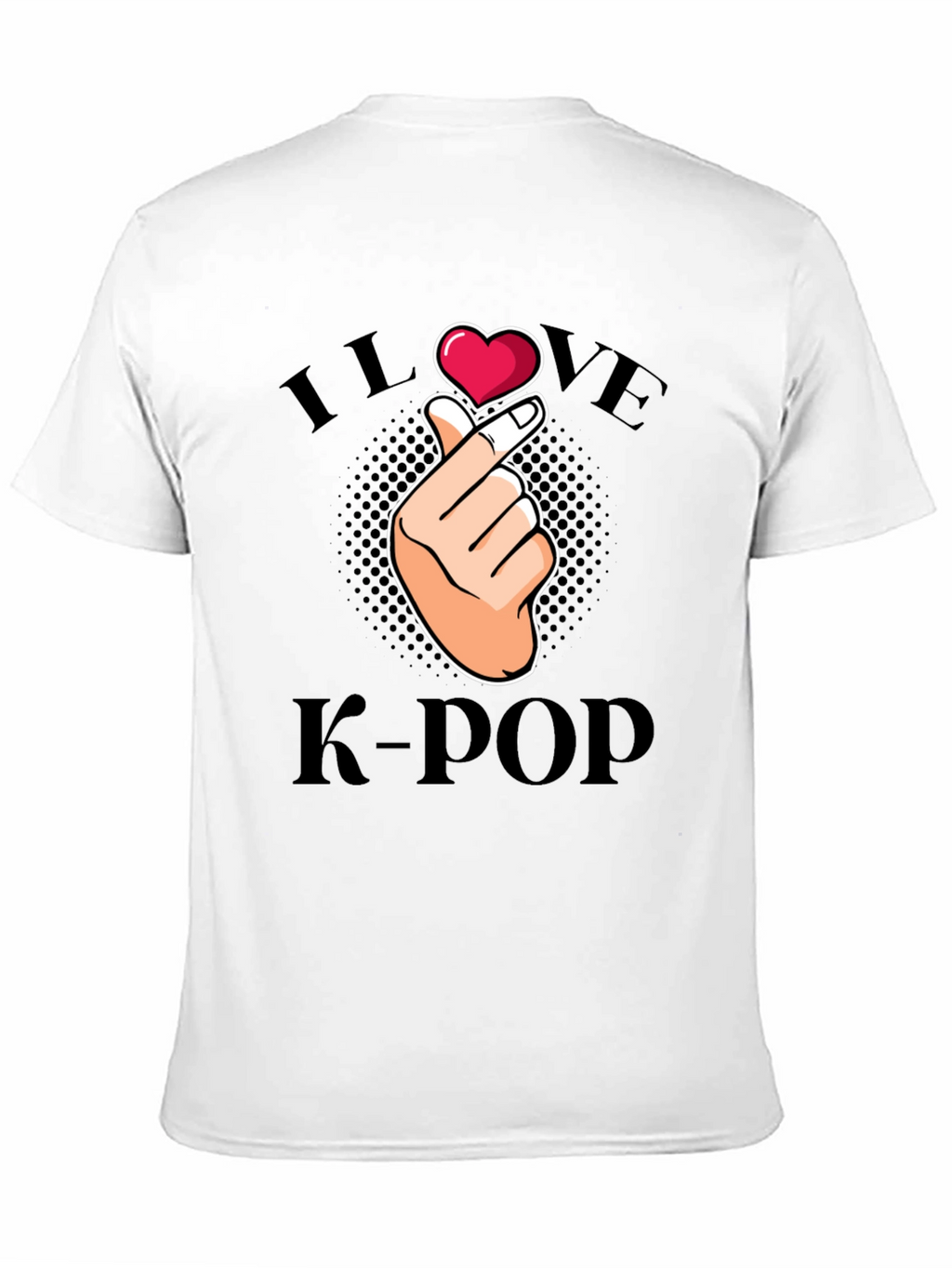 I Love K-Pop Finger Heart Graphic Tee - Black