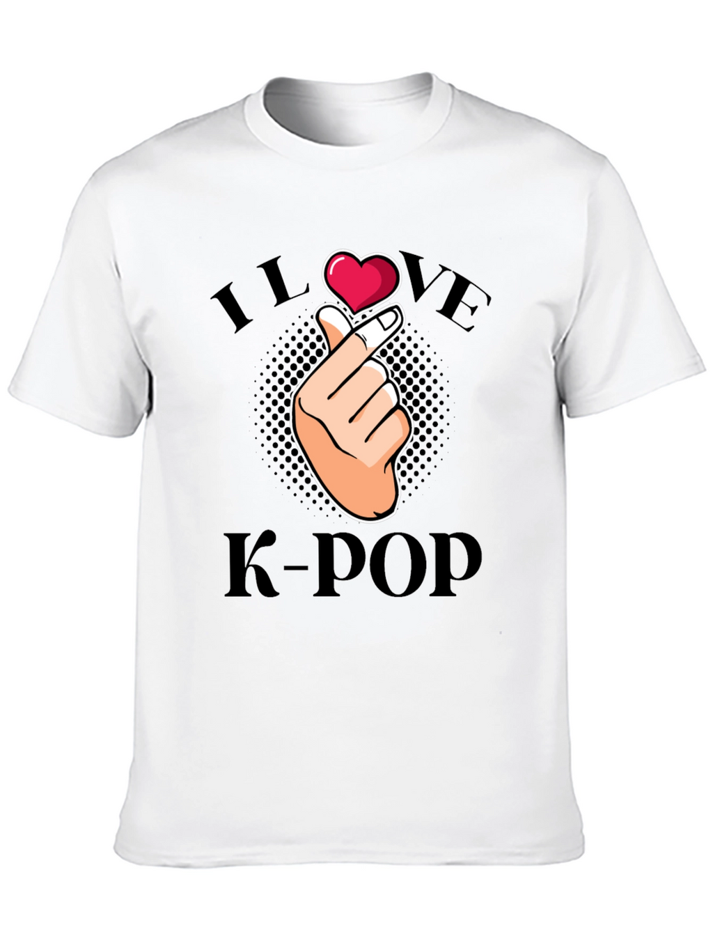 I Love K-Pop Finger Heart Graphic Tee - Black