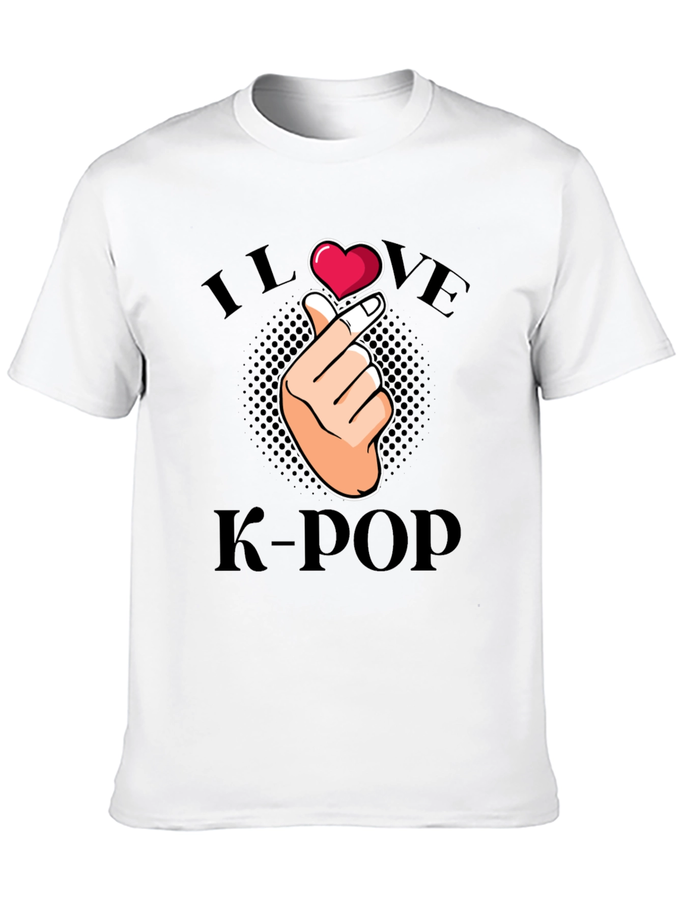 I Love K-Pop Finger Heart Graphic Tee - Black