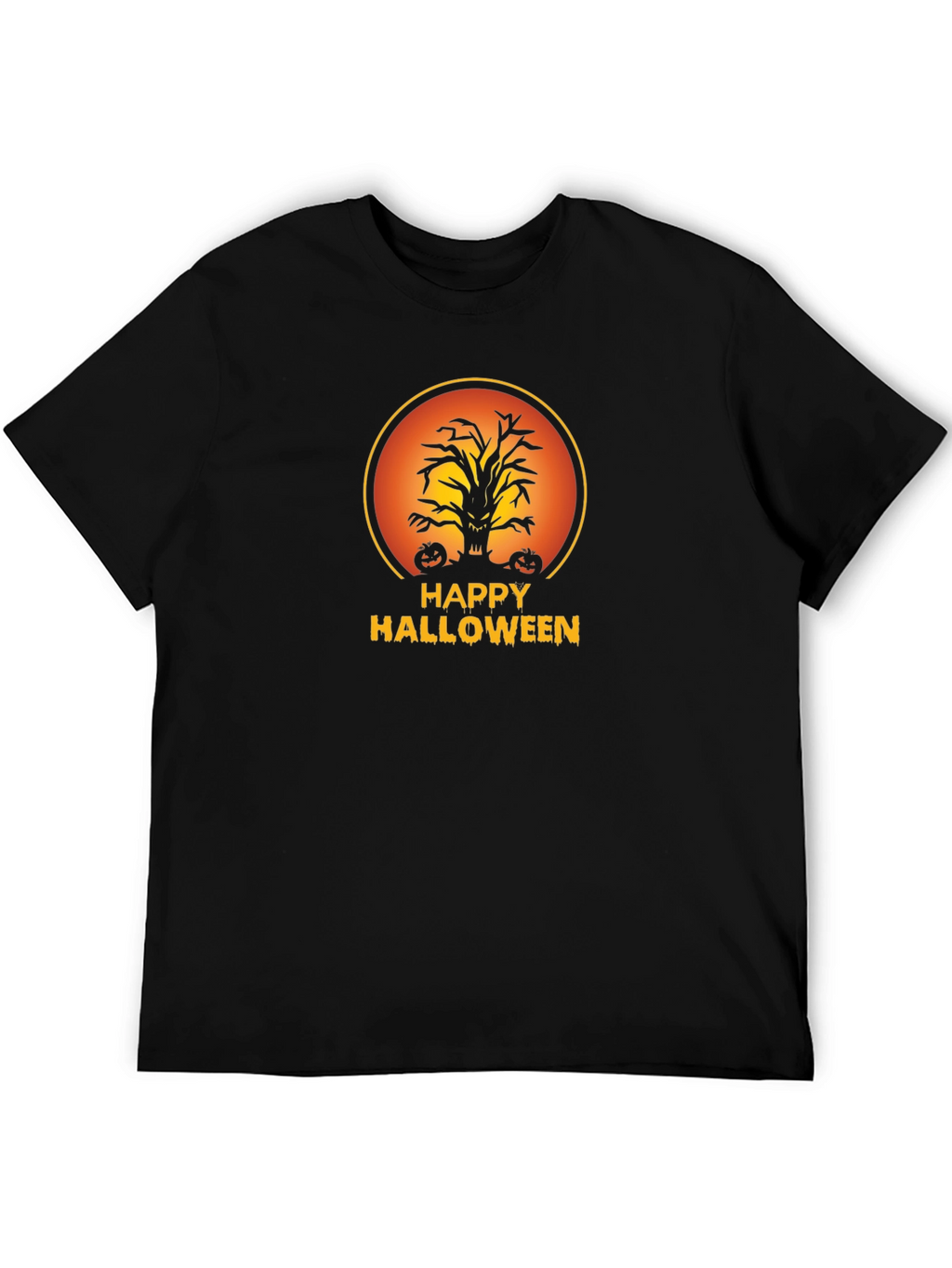 Happy Halloween Tree Black T-Shirt