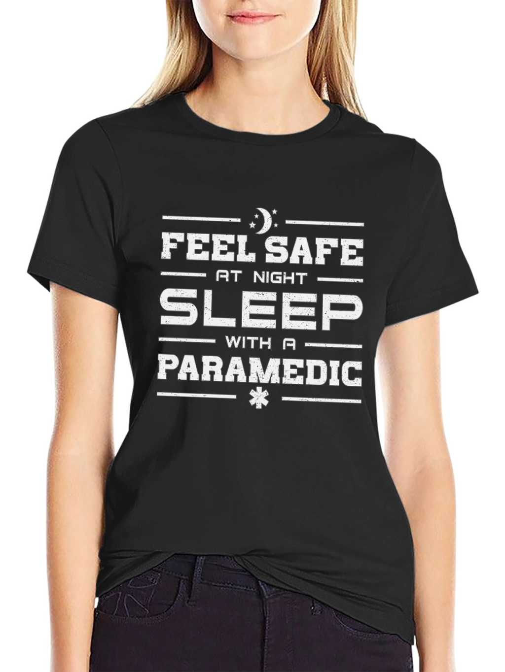 Feel Safe Sleep With A Paramedic Black T-Shirt