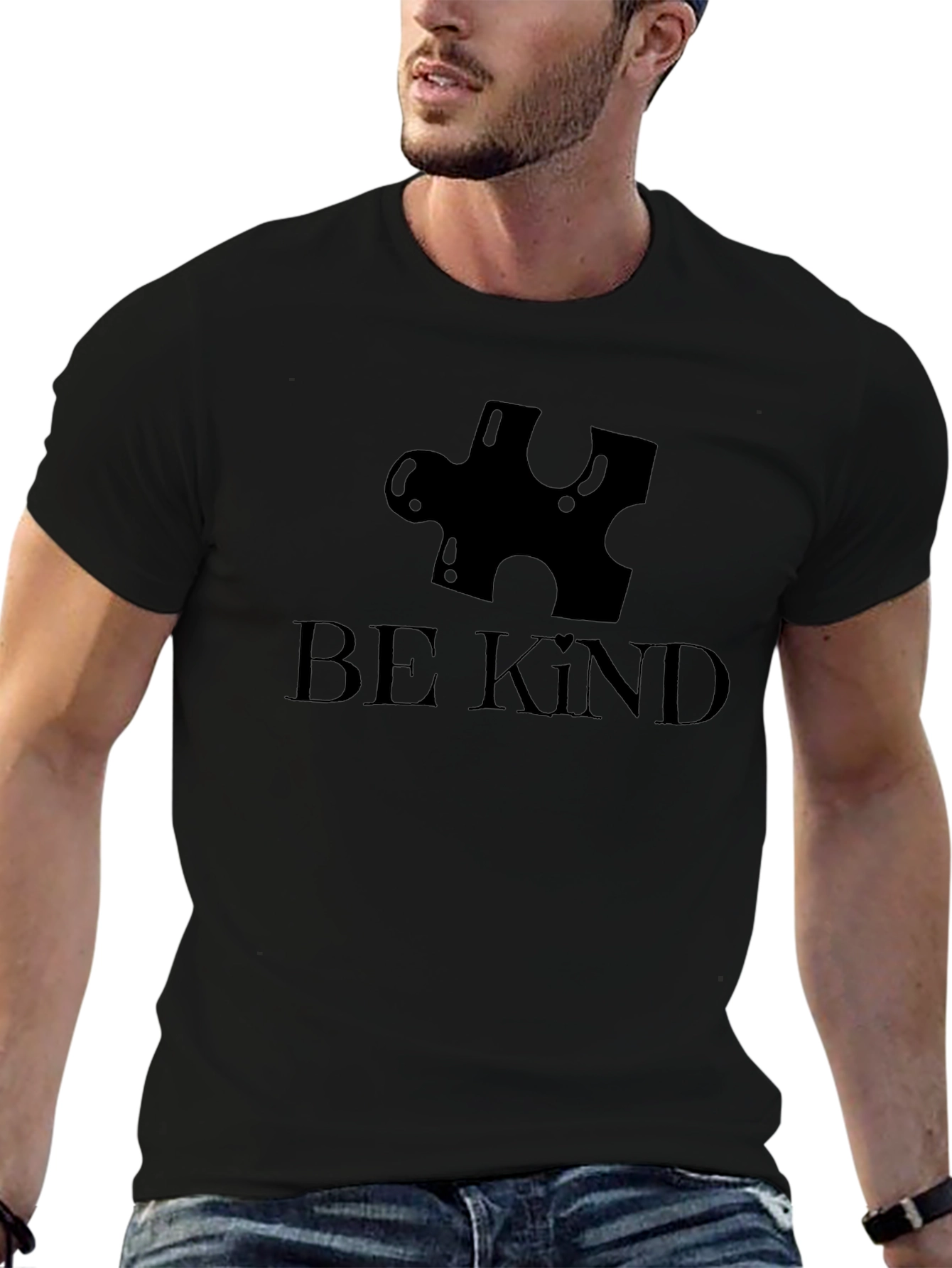 Be Kind Autism Awareness Puzzle Piece Black T-Shirt