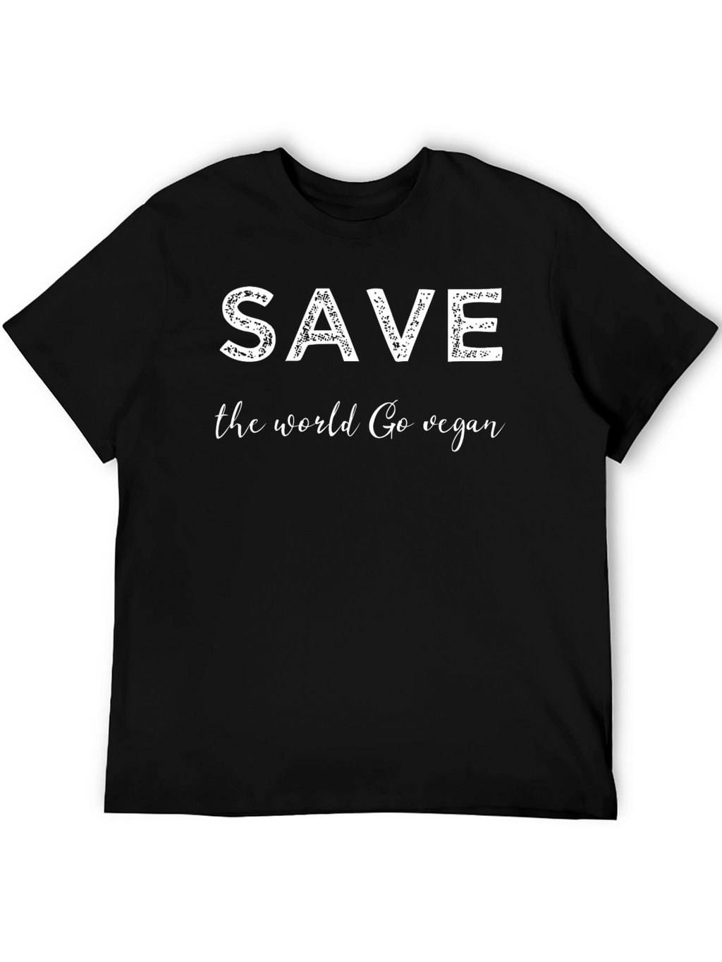Save the World Go Vegan Black Graphic T-Shirt