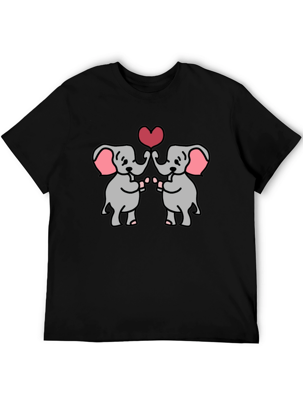 Cute Elephants Heart Graphic T-Shirt