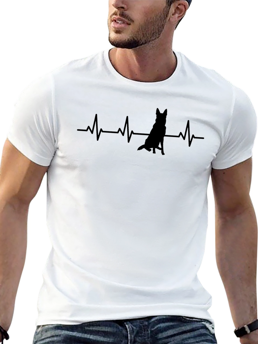 Dog Heartbeat T-Shirt - Black Graphic Tee