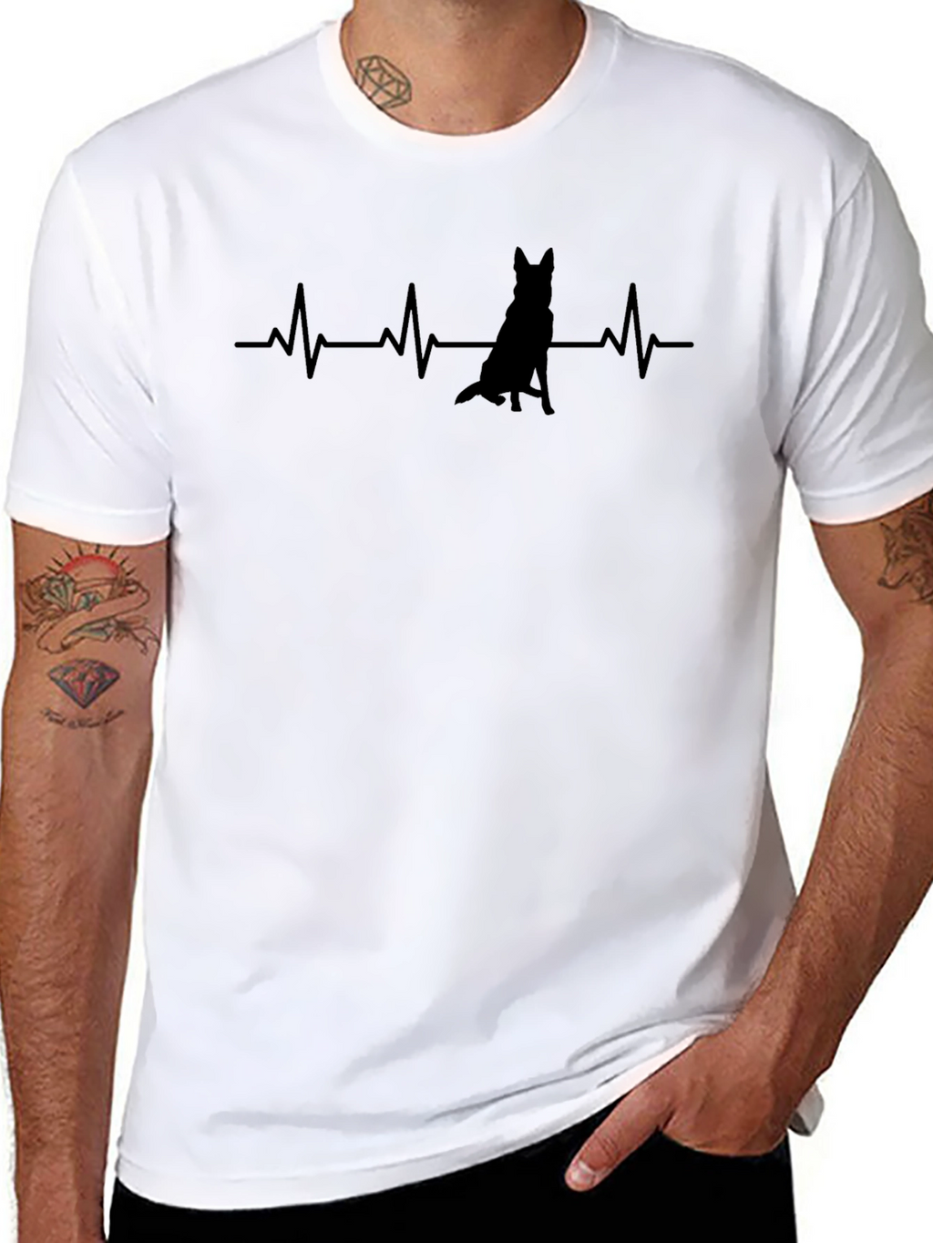 Dog Heartbeat T-Shirt - Black Graphic Tee