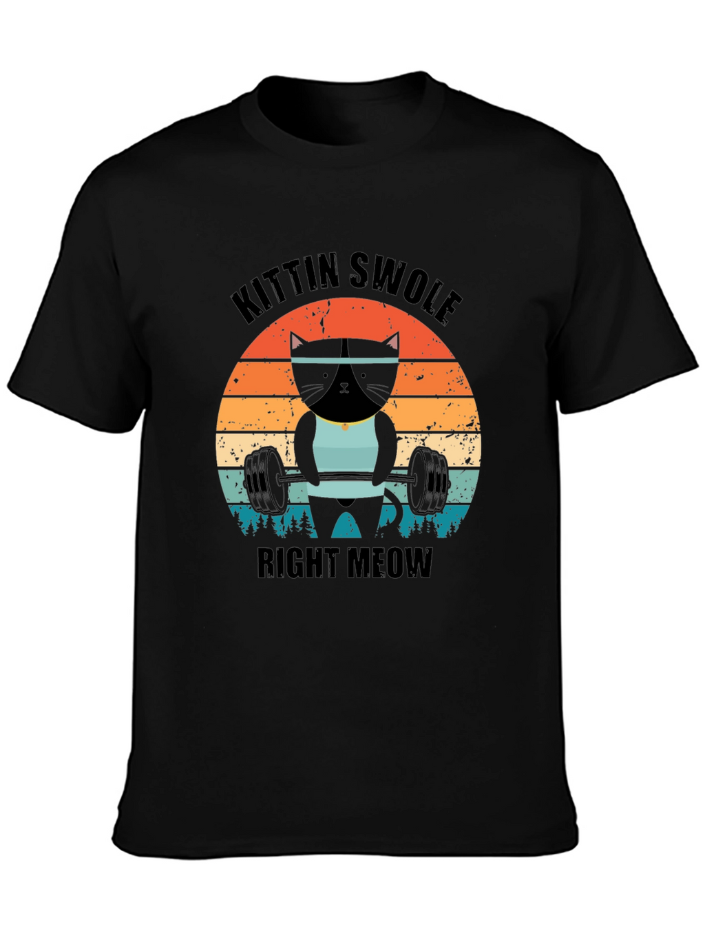 Kittin Swole Right Meow Black Graphic Tee